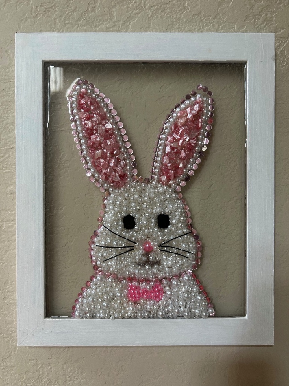 Bunny Crushed Glass Resin Art Frame. NWOT